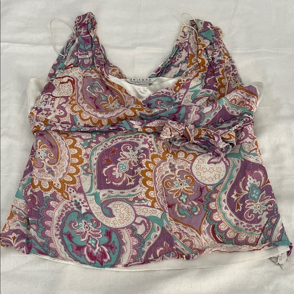 Multicolor Sleeveless Paisley Blouse